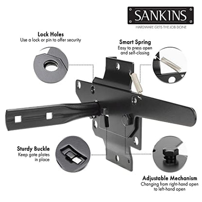 Heavy Duty Self-Locking Gate Latch for Wooden Fence Post Mount, 1Pcs Black - color: Black(1pcs)