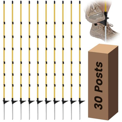30 PCS Electric Fence Posts, 3/8" x 57" Step in Fence Post - size: 57Inch-30PCS