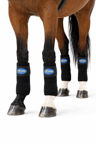 CHALLENGER 10ft Horse Grooming Leg Polo Wrap Set of 4 Soft Fleece 95R - color: Black