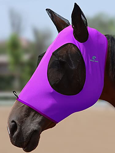 Mask Tech 5 Pieces Horse Fly Masks with Ears, Stretchy Elastic Mesh Fly Masks, 3D Eye Clearance, UV Protection-Large,Combo 23 - color: Combo 23, size: Large