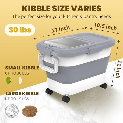 HOYTAMDA 20-30Lbs Rice Container,Collapsible Food Storage Container Wheels - color: Grey/20-30lbs