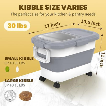 HOYTAMDA 20-30Lbs Rice Container,Collapsible Food Storage Container Wheels - color: Grey/20-30lbs
