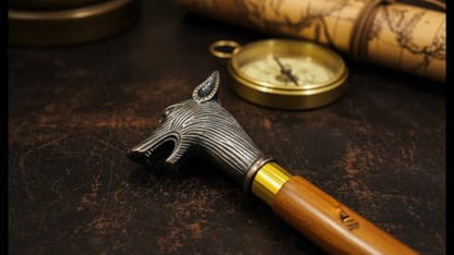 Handmade Solid Brass Head Handle Vintage Style Antique Wooden Walking Stick Cane Gift (3 Fold Wooden Walking Cane) - style: Fox walking handle Stick