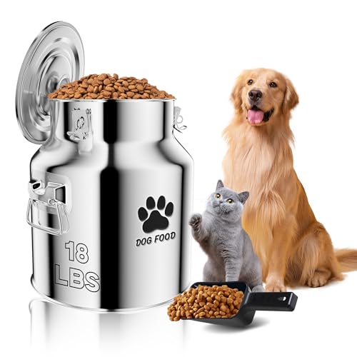 18Lbs Metal Dog Food Storage Container，Stainless Steel Dog Food Storage Container