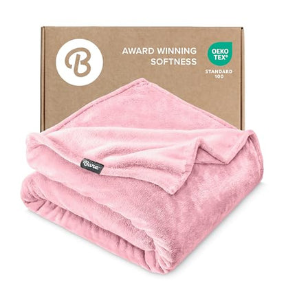 Bare Home Fleece Blanket Luxury Microplush (Full/Queen, Light Pink) - color: 18 - Light Pink, size: Full/Queen