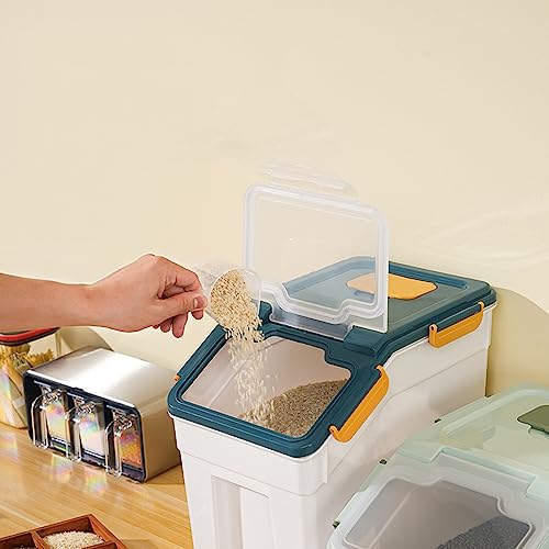 Large Flour Storage Container Bin 25lb, 2Pack Airtight Rice Storage Containers with Wheels Seal Locking Lid, BPA Free with Measuring Cup&Scoop for Flour, Rice, Grain(Blue) - color: Blue