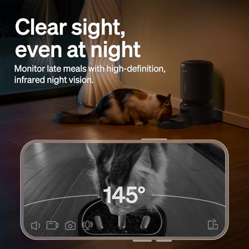 PETLIBRO Automatic Dog Feeder with Camera, Auto Cat Food Dispenser Slow Feeders Dogs Bowl, 1080P HD Video with Night Vision, 5G WiFi with 2-Way Audio, Stainless Steel Slow Food Tray for Small Dogs - color: Black, size: 5L-with Camera & Slow Feed Bowl