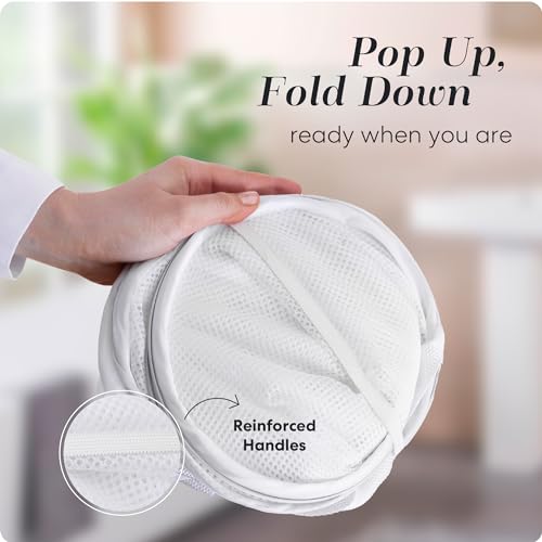 Handy Laundry Mesh Pop Up Laundry Hamper Foldable Basket 2-Pack - color: White, 2-PACK