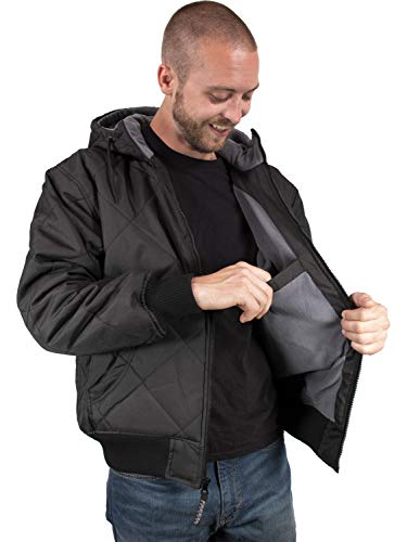 Men's Fleece Lined Quilted Winter Jacket Coat - color: Black, size: 8X-Large