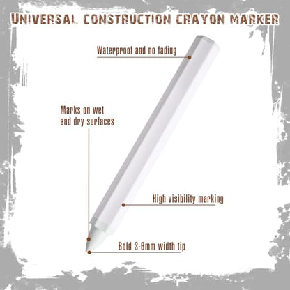 MotiMind 60 Pcs Industrial Lumber Crayons Bulk Wax Tire Marker Construction Marker for Craft Detailed Marking on Lumber Metal Carton Ceramics Concrete Glass Plastic 4.45" x 0.43" (White) - color: White