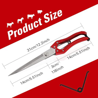 Sheep Shears Manual Stainless Steel Spring Loaded Wool Clipping Scissors