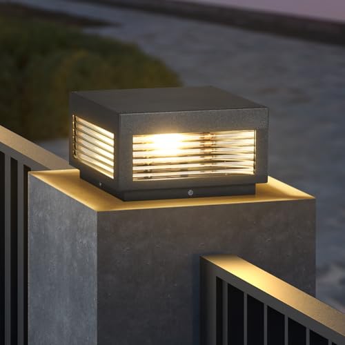 Outdoor Post Lights Hard Wired, 9.84" Outdoor Pillar Lights - size: 9.8"L×9.8"W×5.5"H