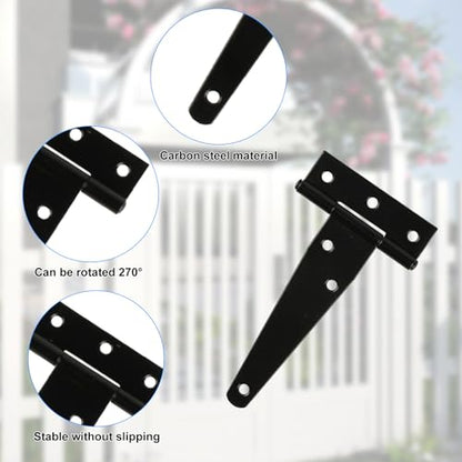 T Strap Hinges Heavy Duty, Shed Door Gate Hinges(Black) (4, 4 Pcs *4 inch) - size: 4 Pcs *4 inch