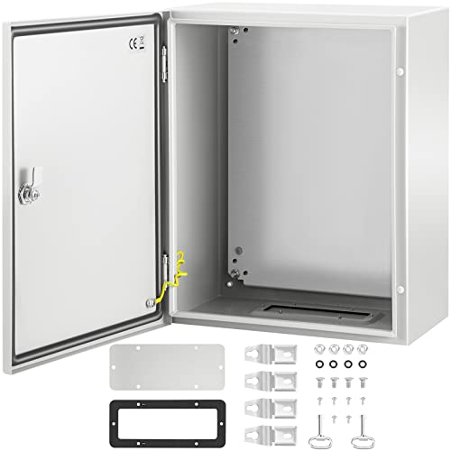 VEVOR NEMA Steel Enclosure, 20 x 16 x 10'' NEMA 4X Steel Electrical Box, IP66 Waterproof & Dustproof, Outdoor/Indoor Electrical Junction Box, with Mounting Plate - size: 20 x 16 x 10