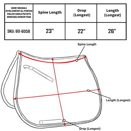 Derby Originals Extra Comfort All Purpose English Saddle Pad with Removable Memory Foam - color: Blue