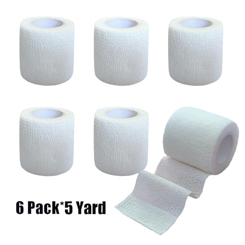 2 Inches Self Adhesive Bandage Wrap Bulk, 6 Pack, White - color: White