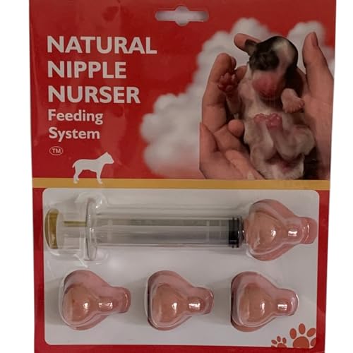 The Natural Nipple Nurser, Pet Feeding Nipple with Syringe,Puppy Bottles for Nursing, Newborn Puppy Nursing Nipple, Puppy Feeder, Nursing Nipples for Small Animals, Whelping Supplies (Small) - size: Small