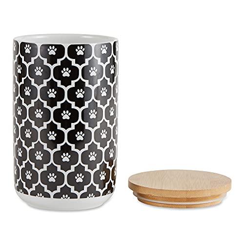 Bone Dry Lattice Collection Pet Bowl & Canister, Treat Canister, 4x6.5 inches, Black - color: Black, size: Treat Canister, 4 x 6.5 in (Pack of 1)