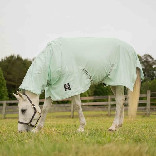 Equinavia Brisk Mesh Horse Fly Sheet with Neck Coverage, UV Protection - color: Misty Jade, size: 75 in