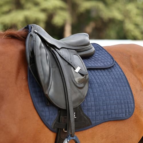 Harrison Howard Half Pad Pressure Relief Injury Prevention for Horses, Contoured Fit, Breathable Horse Riding Saddle Pad - color: navy