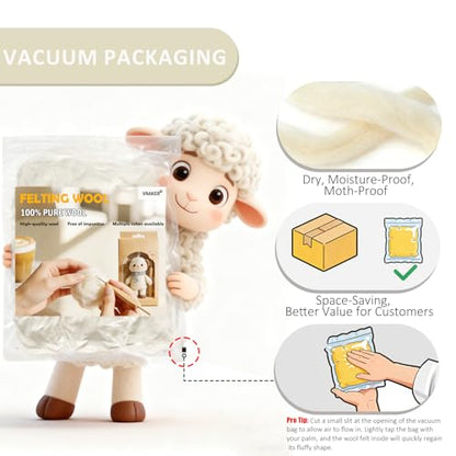 3.4oz Needle Felting Wool Coconut Milk for DIY Needle Craft Enthusiasts - color: Coconut Milk