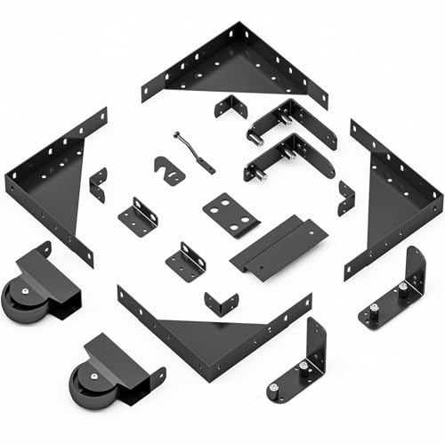 Sliding Gate Hardware Kit, Heavy Duty Fence Gate Kit with Roll Wheels, Universal Fit for 1" to 2" Thick Wood Fence Gates, Anti-Sag Corner Frame Brackets, Smooth Rolling, Easy DIY Installation