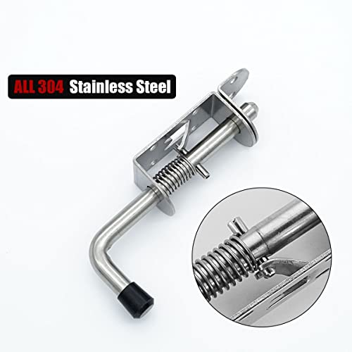 JQK Spring Loaded Latch Pin, 304 Stainless Steel Barrel Bolt Thickened 2mm Door Lock, 5 Inch Brushed Finished(2 Pack), HSB300-P2 - color: Brushed, size: 5Inch - 2Pack