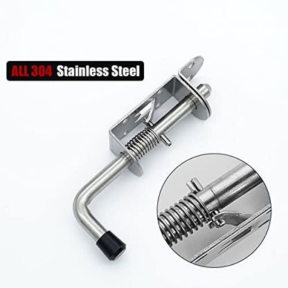JQK Spring Loaded Latch Pin, 304 Stainless Steel Barrel Bolt Thickened 2mm Door Lock, 5 Inch Brushed Finished(2 Pack), HSB300-P2 - color: Brushed, size: 5Inch - 2Pack