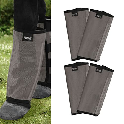 Harrison Howard Loose Fitting Fly Boots UV-Protective Extra Tough Mesh Ventilated Four Fasteners Stay-on Design Protect Horse Legs & Stomp-Reducing Set of 4 Dark Grey Small - color: Dark Grey, size: Small