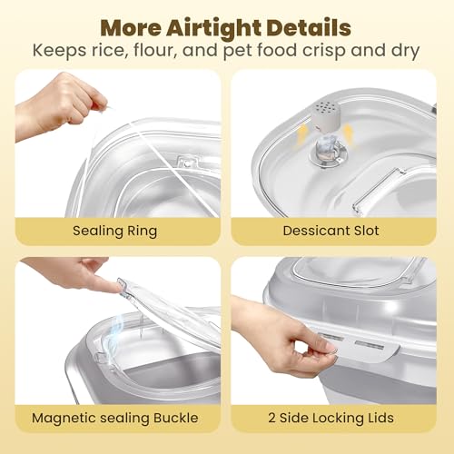HOYTAMDAR 50Lbs Collapsible Rice Container,Airtight Food Storage container - color: Clear/50lbs