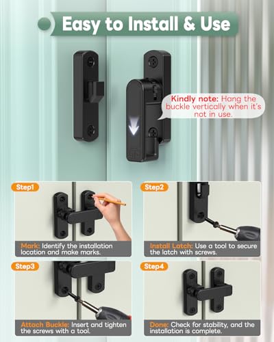 Adjustable Barn Door Locks, 90/180 Degree Gate Latch, Black-2 Pcs - color: Black-2 Pcs
