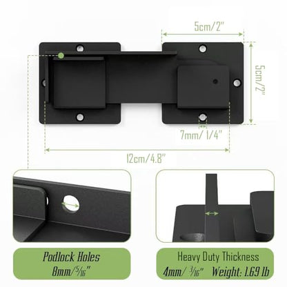 5.3 Inch Flip Gate Latch Lock,Sliding Barn Door Lock for Fence, Horse Stall, Garden & Farm Security,Outdoor Gate Latch with Padlock Holes,1 Pack, Black