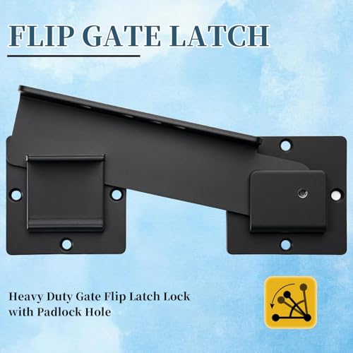 9-Inch Heavy Duty Flip Gate Latch with 4 Padlock Holes 4mm Thick Carbon Steel Adjustable Door Latch for Sliding/Swing Gates, Barn, Shed, Garage, Yard, Fence (9 inch) - size: 9 Inch