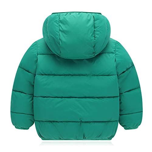 Happy Cherry Boys Girls Winter Thick Jacket Warm Fleece Fur Lining Zipper Hooded Windproof Coat Outwear for 1-7 Years - color: Green, size: 2-3T