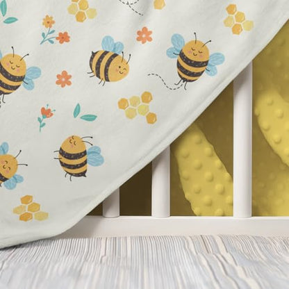 SANDJEST Minky Blanket 2 Pack with Dotted Back 30 x 40 Inches, Gift for Christmas Birthday (Bee, Elephant) - color: Bee X Elephant