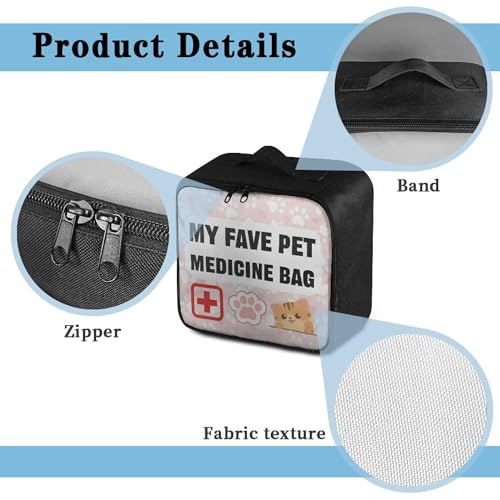 Pink First Aid Bag Empty Pet 1st Aid Bag Medical Travel Case First Responder Emergency Medicine Bags for Car Home Office Sport Outdoors - color: Pink Pet
