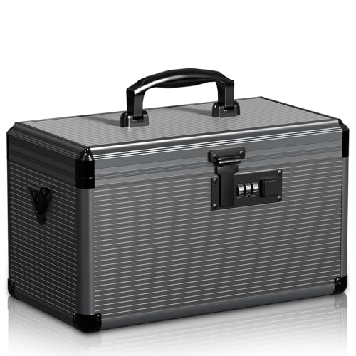 Medicine Lock Box with Code, Locking Medicine Box with Removable Tray & Pocket Bag, Portable First Aid Box for Home, 16 * 9.25 * 7.5 Inch (Black, X-Large-16inch) - size: X-Large-16inch