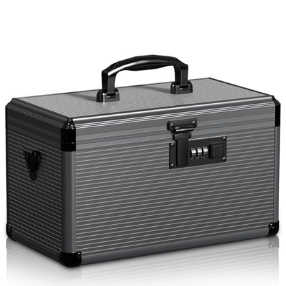 Medicine Lock Box with Code, Locking Medicine Box with Removable Tray & Pocket Bag, Portable First Aid Box for Home, 16 * 9.25 * 7.5 Inch (Black, X-Large-16inch) - size: X-Large-16inch