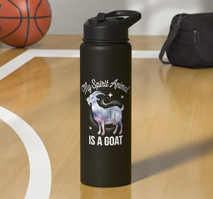 My Spirit Animal Is A Coat Cute Coat Pygmy Goat Farmer Stainless Steel Insulated Water Bottle - color: Black