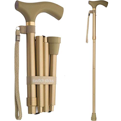 Switch Sticks Folding Walking Cane For Women & Men - color: Gold