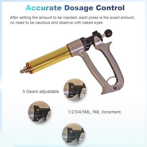 50ml Semi Automatic Cattle Syringe Dosage Adjustable Livestock Vaccine Gun - size: 50ML Gray