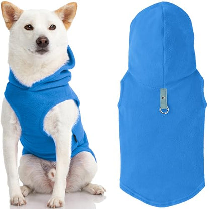 Gooby Fleece Vest Hoodie Dog Sweater - color: Blue, size: Medium (Around 11-lb)