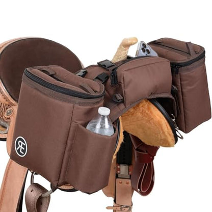 Reinsman Pommel Cooler Bag | Equestrian Durable Convenient Spacious 2-Side Nylon Insulated Bag with Stainless Steel Hardware | Easy Attachment to The Swell with Adjustable Strap - color: Brown