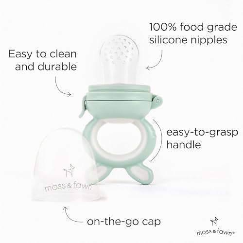 Moss and Fawn Forage Feeder - Silicone Baby Fruit Feeder - Fern | Frozen Breast Milk Popsicle Teether & Pacifier, BPA, PVC & Phthalate-Free - color: Fern