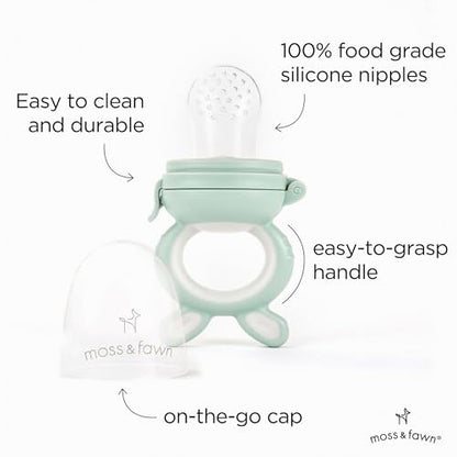 Moss and Fawn Forage Feeder - Silicone Baby Fruit Feeder - Fern | Frozen Breast Milk Popsicle Teether & Pacifier, BPA, PVC & Phthalate-Free - color: Fern