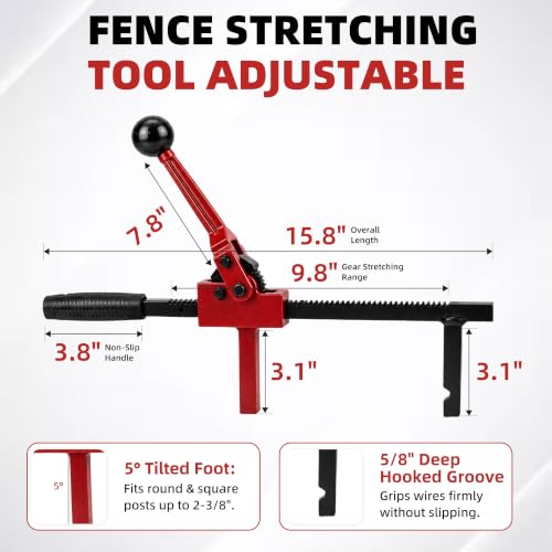 Chain Link Fence Stretcher Tool, Ratcheting Wire Tightener & Puller | Easy solo repair for sagging fences in farm, ranch, and yard projects