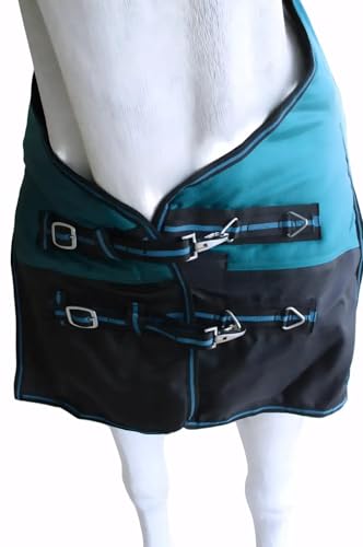 Challenger 1680D Turnout Waterproof Horse Winter Blanket Heavy-Weight 300gm Polyfill 6EE09 - color: Teal/Black, size: 84 inches