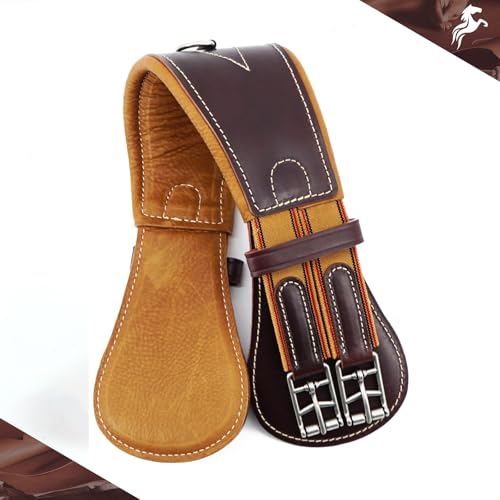 Jeereal English Dressage Girths,Breathable Horse Girth for English Saddle,Premium Equestrean Gear,Made Genuine Leather - size: 32"
