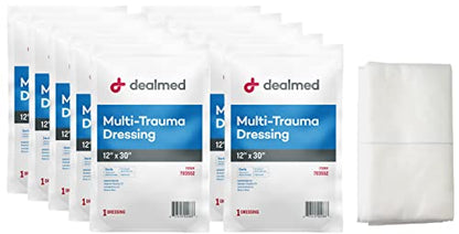 Dealmed Multi-Trauma Dressing - 12" x 30" Sterile Emergency Pad - 10 Count - size: Pack of 10, style: 12" x 30"