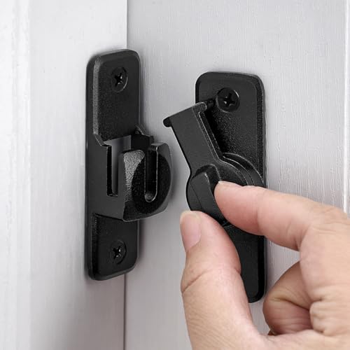 Matte Black 90/180 Degree Flip Latch,Zinc Alloy Barn Door Latch - color: Matte Black